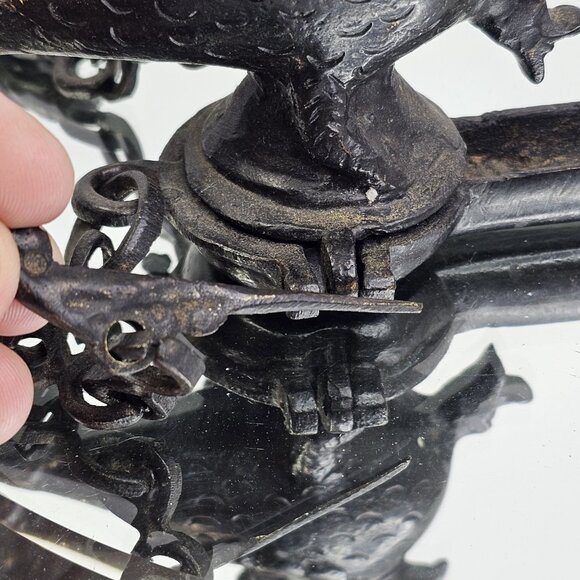 Antique Mughal Peacock Hanging Oil Lamp Bird Very Old. Bronze Or Brass - Picture 3 of 16